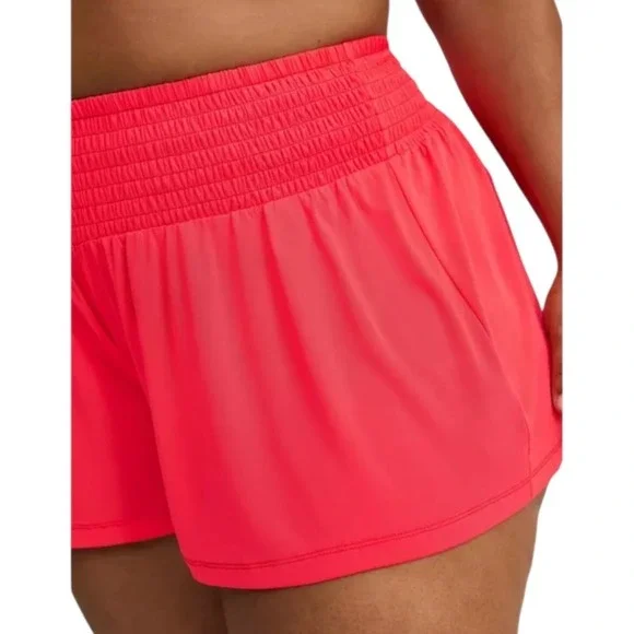 TORRID Swim Shorts CoverUp Sheer Neon-Coral Mesh Smocked Waist Flowy NWT Size 2X - Picture 4 of 11